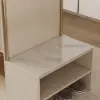 153 cm Glass Top Ivory Dresser Walk-in Closet Island with Bench & Jewelry Storage