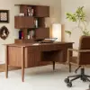 1850mm Walnut Sliding Door Etagere Bookshelf 5-Shelf Tall Book Shelf Rich Storage