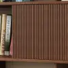 1850mm Walnut Sliding Door Etagere Bookshelf 5-Shelf Tall Book Shelf Rich Storage