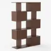 1850mm Walnut Sliding Door Etagere Bookshelf 5-Shelf Tall Book Shelf Rich Storage