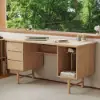 1400mm Mid-century Style Natural Wood Home Office Desk with 3 Drawers