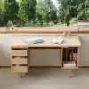 1400mm Mid-century Style Natural Wood Home Office Desk with 3 Drawers