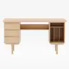 1400mm Mid-century Style Natural Wood Home Office Desk with 3 Drawers