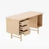 1400mm Mid-century Style Natural Wood Home Office Desk with 3 Drawers