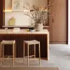 Modern 183 cm Matte Travertine Kitchen Island with Storage & LED Light, Waterfall Edge