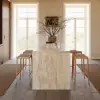 Modern 183 cm Matte Travertine Kitchen Island with Storage & LED Light, Waterfall Edge