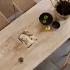 Modern 183 cm Matte Travertine Kitchen Island with Storage & LED Light, Waterfall Edge
