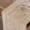 Modern 183 cm Matte Travertine Kitchen Island with Storage & LED Light, Waterfall Edge