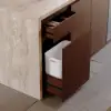 Modern 183 cm Matte Travertine Kitchen Island with Storage & LED Light, Waterfall Edge