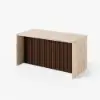 Modern 183 cm Matte Travertine Kitchen Island with Storage & LED Light, Waterfall Edge