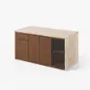 Modern 183 cm Matte Travertine Kitchen Island with Storage & LED Light, Waterfall Edge