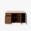 Modern 183 cm Matte Travertine Kitchen Island with Storage & LED Light, Waterfall Edge