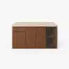 Modern 183 cm Matte Travertine Kitchen Island with Storage & LED Light, Waterfall Edge