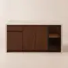 Modern 183 cm Matte Travertine Kitchen Island with Storage & LED Light, Waterfall Edge