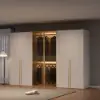 Minimalist and Luxurious 6-Door Wardrobe with Glass Display and Lighting