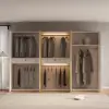 Minimalist and Luxurious 6-Door Wardrobe with Glass Display and Lighting
