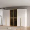 Minimalist and Luxurious 6-Door Wardrobe with Glass Display and Lighting