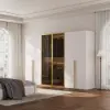 Minimalist and Luxurious 6-Door Wardrobe with Glass Display and Lighting