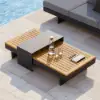 Tevara 4-Piece Outdoor Teak & Aluminium Modular Sofa Set for 6 in Grey with Ivory Cover