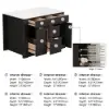 Picture of Mid-Century Modern 129 cm Glossy Sintered Stone Top Kitchen Island with Cabinets, Black
