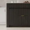 Picture of Mid-Century Modern 129 cm Glossy Sintered Stone Top Kitchen Island with Cabinets, Black