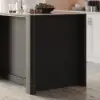 Picture of Mid-Century Modern 129 cm Glossy Sintered Stone Top Kitchen Island with Cabinets, Black