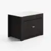 Picture of Mid-Century Modern 129 cm Glossy Sintered Stone Top Kitchen Island with Cabinets, Black