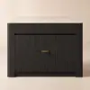 Picture of Mid-Century Modern 129 cm Glossy Sintered Stone Top Kitchen Island with Cabinets, Black