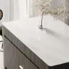 Mid-Century Modern 183 cm Glossy Sintered Stone Top Kitchen Island with Storage, Black