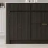 Mid-Century Modern 183 cm Glossy Sintered Stone Top Kitchen Island with Storage, Black