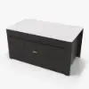 Mid-Century Modern 183 cm Glossy Sintered Stone Top Kitchen Island with Storage, Black