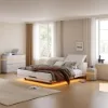 Saddle Leather 2-Drawer Smart LED Nightstand with Wireless Charging