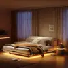 Saddle Leather 2-Drawer Smart LED Nightstand with Wireless Charging