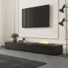 200 cm Modern Sintered Stone LED Flame Humidifier TV Stand with 2 Drawers – AUD-H1780