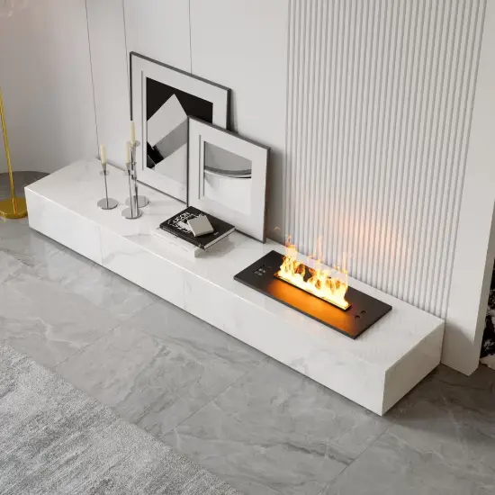 200 cm Modern Sintered Stone LED Flame Humidifier TV Stand with 2 Drawers – AUD-H1781