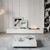 200 cm Modern Sintered Stone LED Flame Humidifier TV Stand with 2 Drawers – AUD-H1781