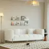 Axial 2007 mm Boucle Fluted Sofa with Silver Legs & Pillows