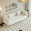 Axial 2007 mm Boucle Fluted Sofa with Silver Legs & Pillows