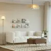 Axial 2007 mm Boucle Fluted Sofa with Silver Legs & Pillows
