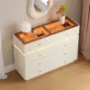 Picture of Modern 120 cm Tempered Glass Top 8-Drawer White Dresser with LED and Jewelry Trays
