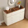 Picture of Modern 120 cm Tempered Glass Top 8-Drawer White Dresser with LED and Jewelry Trays