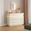 Picture of Modern 120 cm Tempered Glass Top 8-Drawer White Dresser with LED and Jewelry Trays