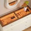 Picture of Modern 120 cm Tempered Glass Top 8-Drawer White Dresser with LED and Jewelry Trays