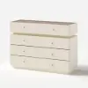 Picture of Modern 120 cm Tempered Glass Top 8-Drawer White Dresser with LED and Jewelry Trays