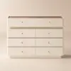 Picture of Modern 120 cm Tempered Glass Top 8-Drawer White Dresser with LED and Jewelry Trays