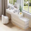 Lumio White Rotating Lighted Makeup Vanity with Charging Station & Mirror