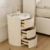 Modern white bedside tables with 3-drawer marble and leather