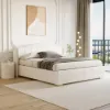 Modern white bedside tables with 3-drawer marble and leather