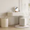 Modern white bedside tables with 3-drawer marble and leather