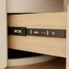 Modern white bedside tables with 3-drawer marble and leather